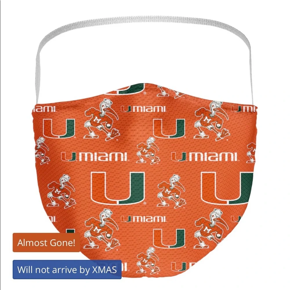 Miami U hurricanes set of three masks brand new